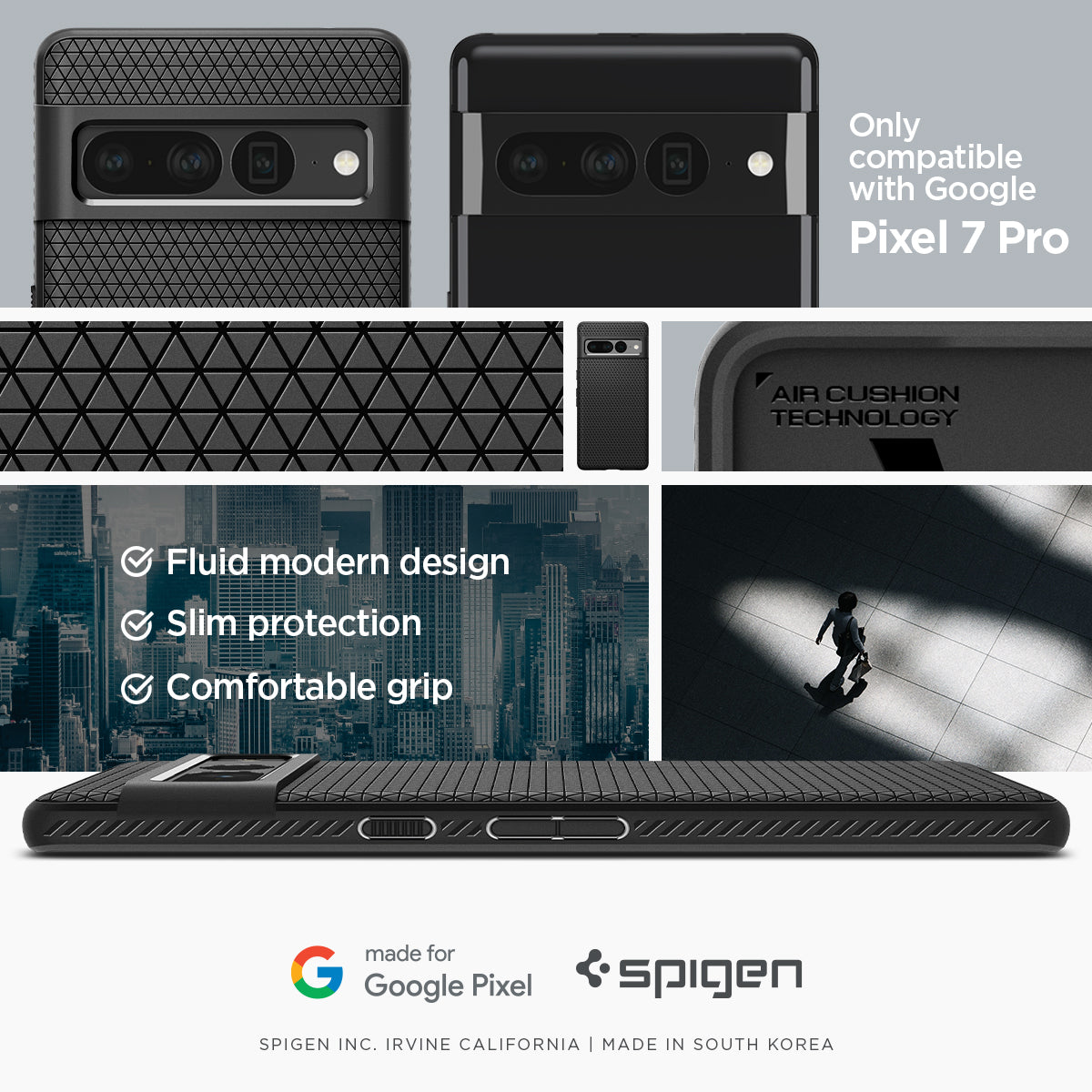 ACS04723 - Pixel 7 Pro Case Liquid Air in matte black only compatible with Google Pixel 7 pro.
