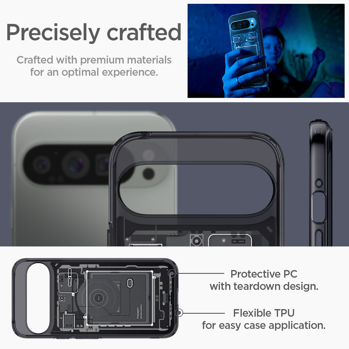 ACS07722 - Pixel 9 Pro XL Case Ultra Hybrid Zero One in Zero One precisely crafted. crafted with premium materials for an optimal experience. Protective PC with teardown design. Flexible TPU for easy case application.