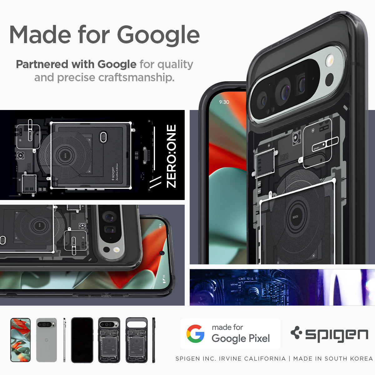 ACS07722 - Pixel 9 Pro XL Case Ultra Hybrid Zero One in Zero One made for google partnered with google for quality and precise craftsmanship.
