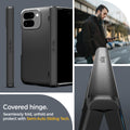 ACS07587 - Pixel 9 Pro Fold Case Slim Armor Pro in Black covered hinge. seamlessly fold, unfold and protect with semi auto sliding tech.