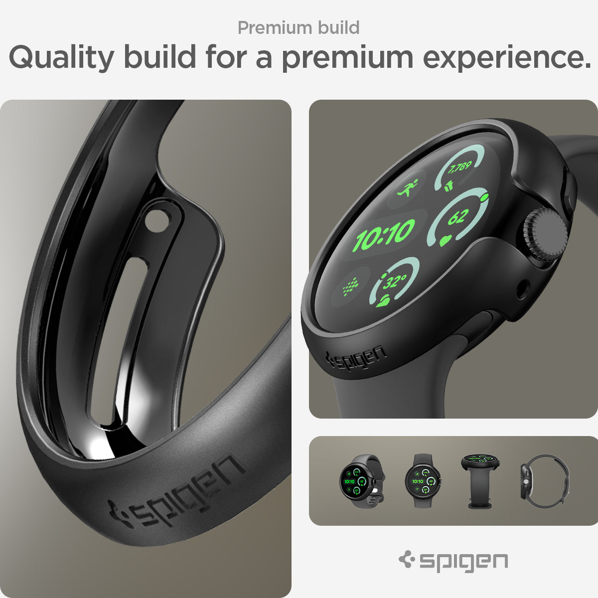 ACS07392 - Pixel Watch 3 (41mm) Case Thin Fit in Black showing the premium build. Quality build for a premium experience