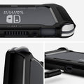 ACS00212 - Nintendo Switch Lite Case Rugged Armor in matte black showing the different angles