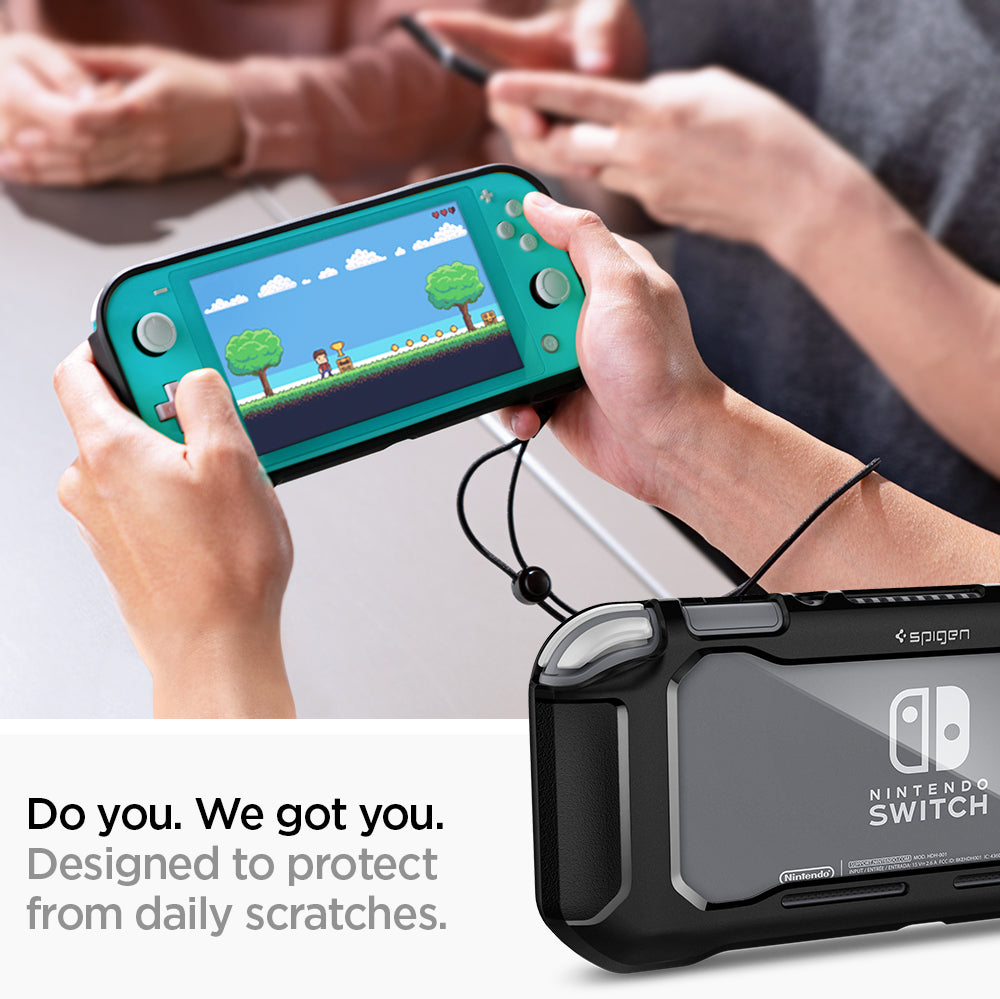 ACS00212 - Nintendo Switch Lite Case Rugged Armor in matte black showing the design to protect from daily scratches