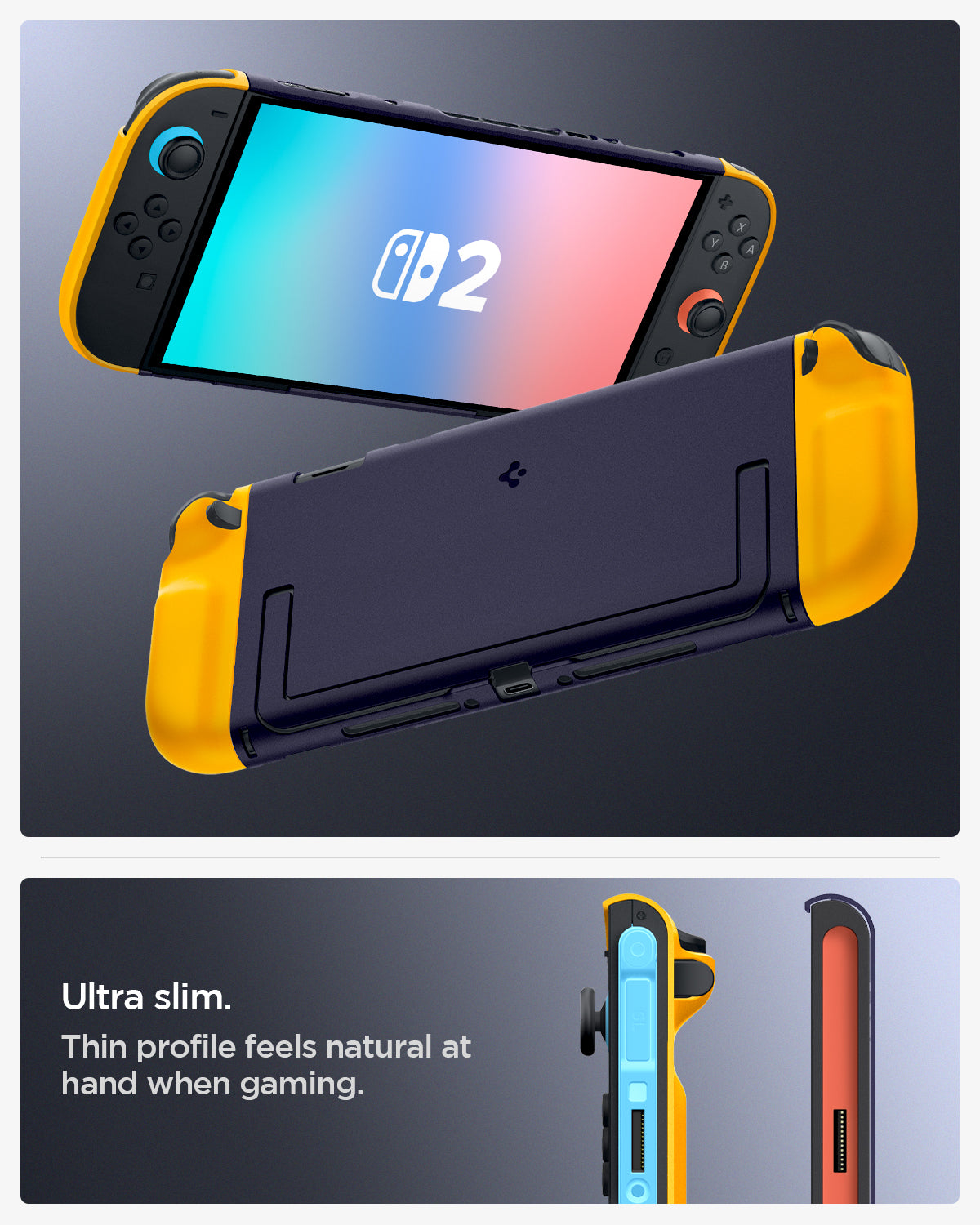 ACS10205 - Nintendo Switch 2 Case Nano Pop in Blueberry Navy ultra slim. Thin profile feels natural at hand when gaming.