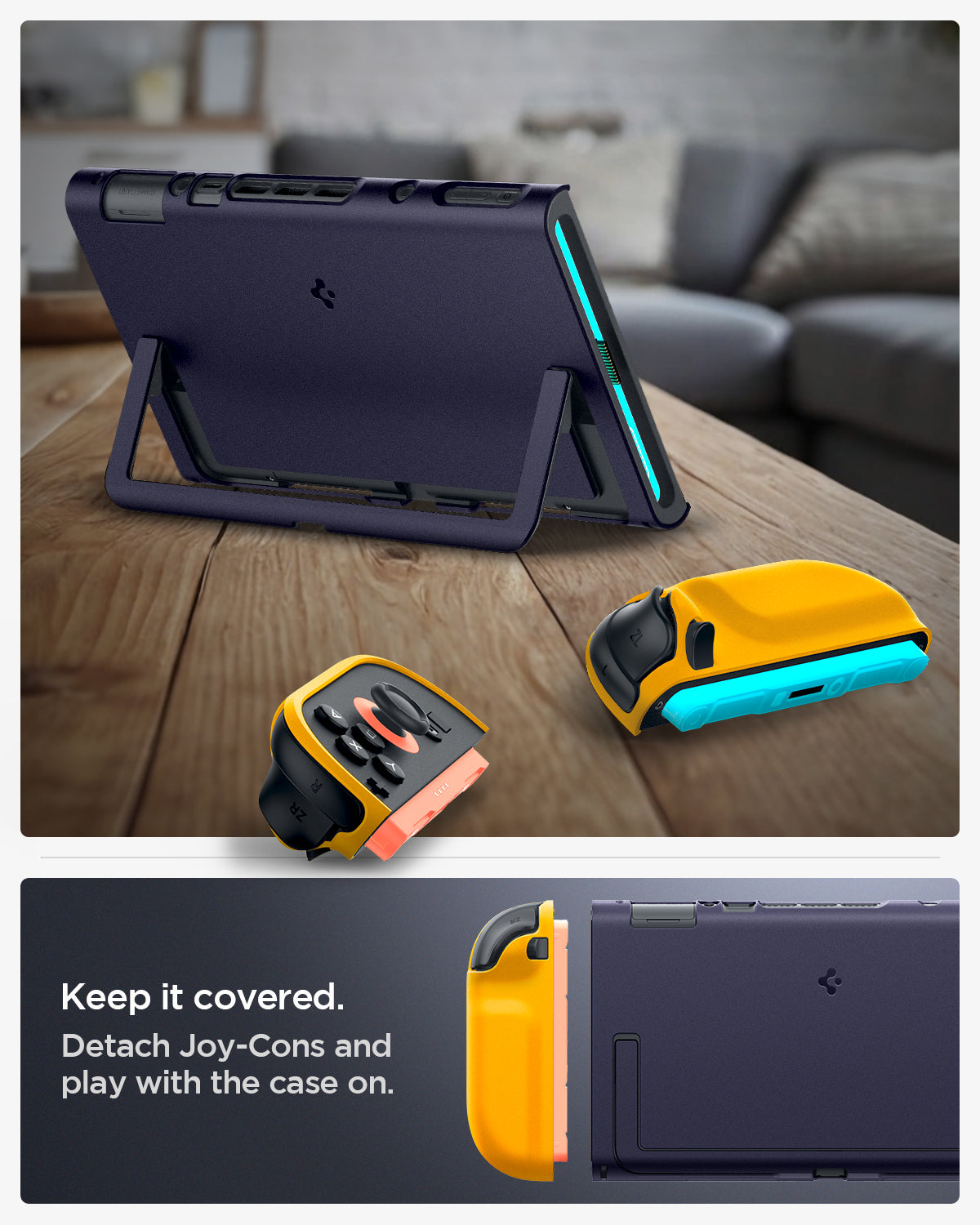 ACS10205 - Nintendo Switch 2 Case Nano Pop in Blueberry Navy keep it covered. detach joy cons and play with the case on.