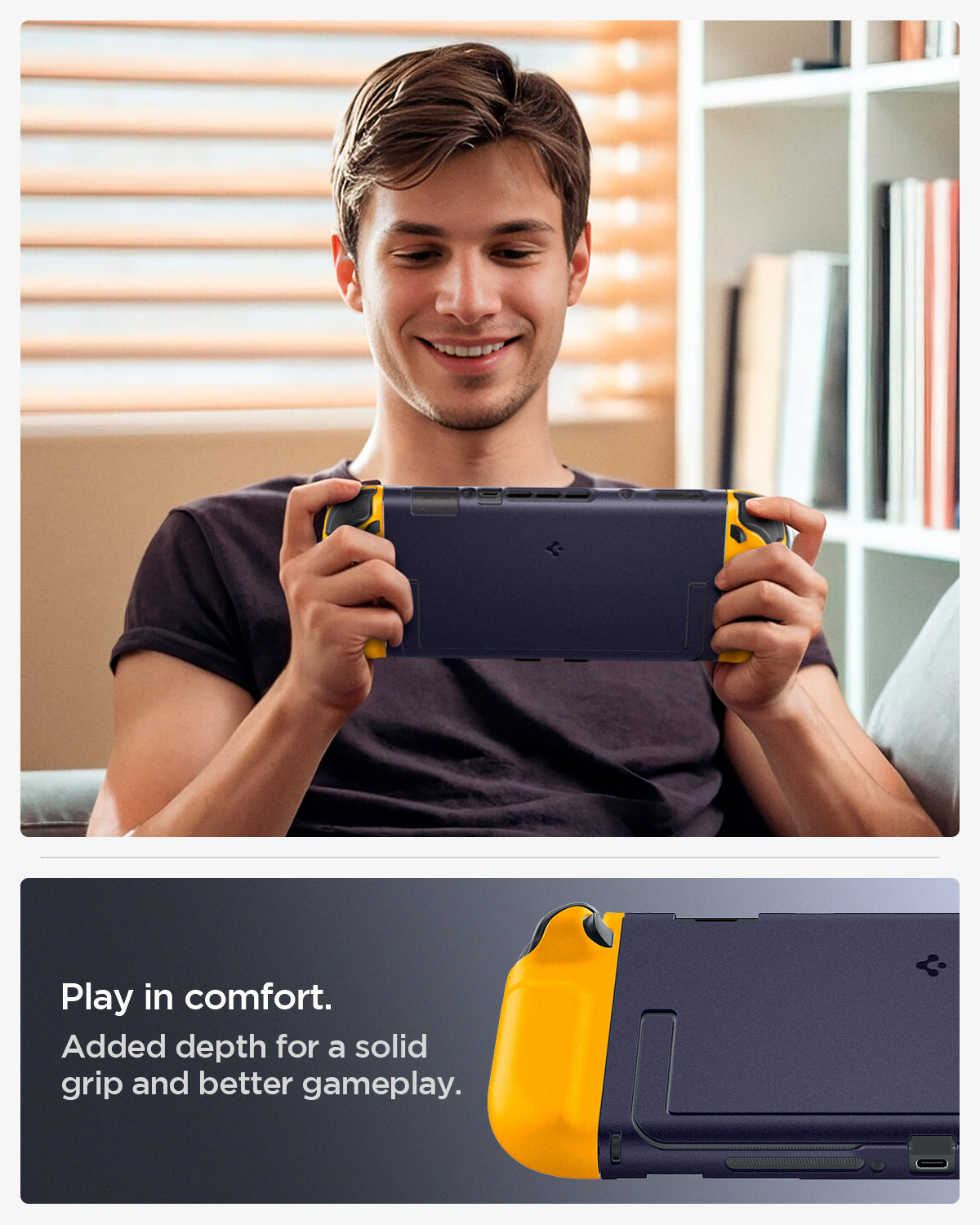 ACS10205 - Nintendo Switch 2 Case Nano Pop in Blueberry Navy added depth for a solid grip and better gameplay. Play in comfort.
