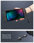 ACS09075 - Nintendo Switch 2 Rugged Armor in Matte Black showing the adjustable strap for a secure hold