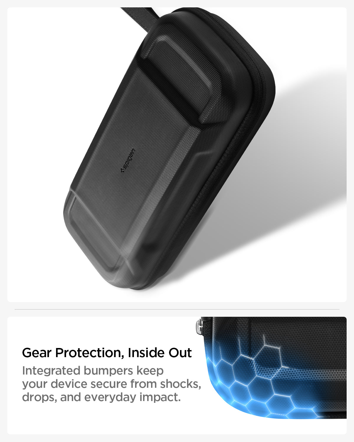 AGP09475 - Nintendo Switch 2 Rugged Armor Pro Pouch in Black showing the gear protection, inside out. Integrated bumpers keep your device secure from shocks, drops, and everyday impact