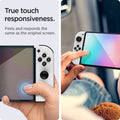 AGL03829 - Nintendo Switch OLED Screen Protector EZ Fit GLAS.tR showing the true touch responsiveness. Feels and responds the same as the original screen
