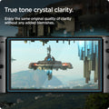 AGL03829 - Nintendo Switch OLED Screen Protector EZ Fit GLAS.tR showing the true tone crystal clarify. Enjoy the same original quality of clarity without any added blemishes