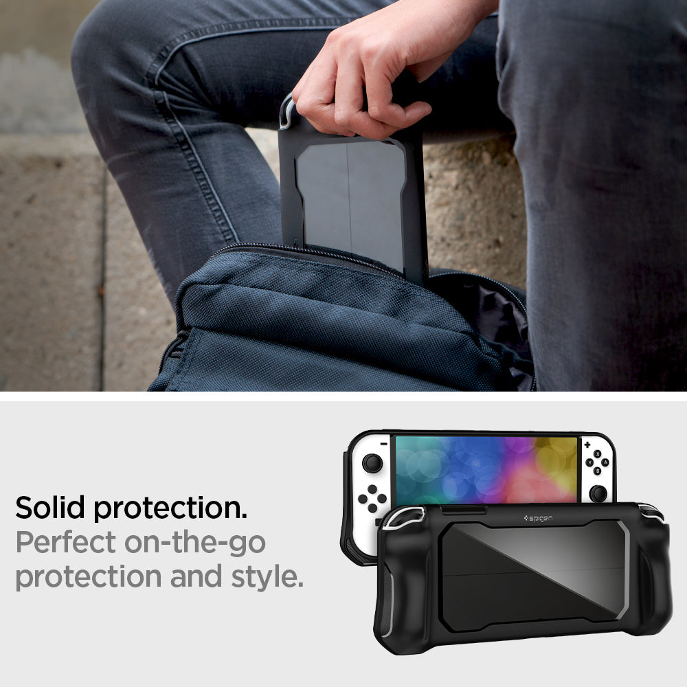 ACS04020 - Nintendo Switch OLED Case Rugged Armor in matte black showing the solid protection. Perfect on-the-go protection and style