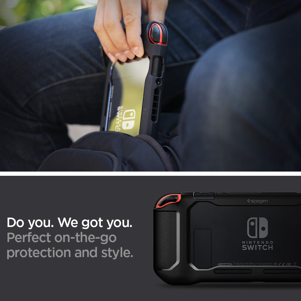 ACS01228 - Nintendo Switch Case Rugged Armor in matte black showing the perfect on-the-go protection and style