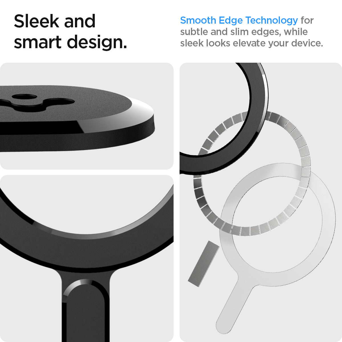 ACP06106 - Magnet Ring Plate (MagFit) in black showing the sleek and smart design. Smooth Edge Technology for subtle and slim edges, while sleek looks elevate your device
