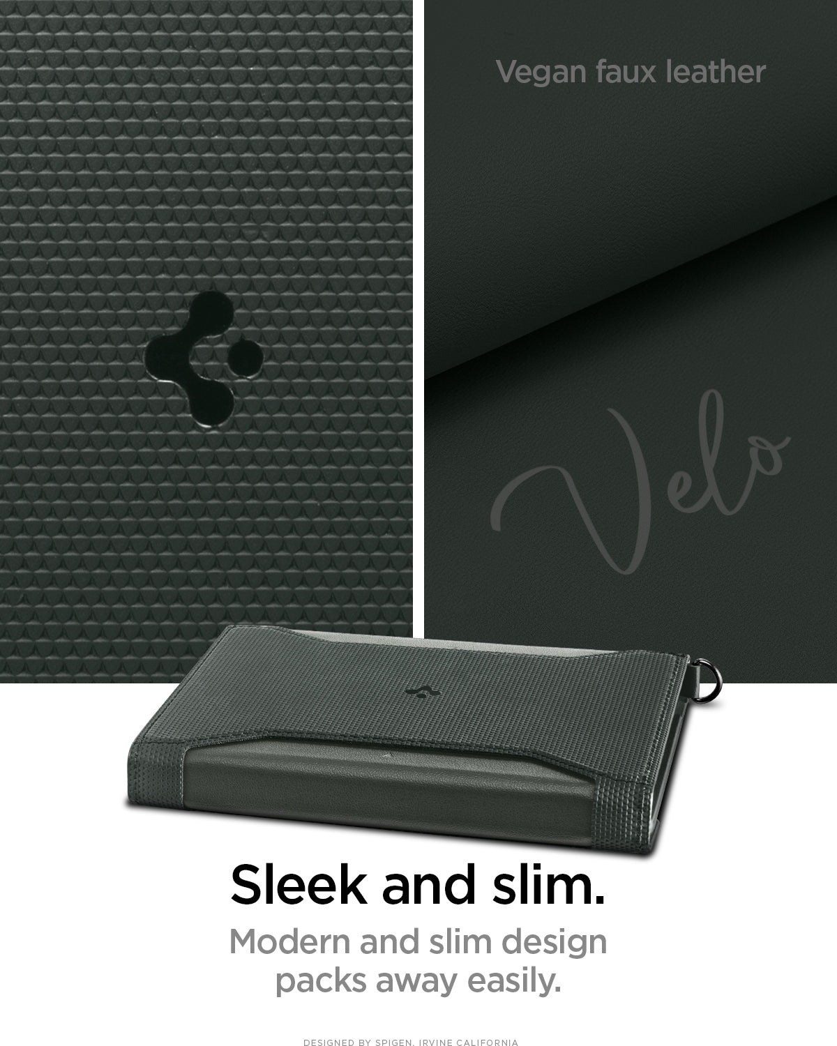 AFA08347 - Passport Holder in military green showing the sleek and slim, modern and slim design packs away easily created with vegan faux leather
