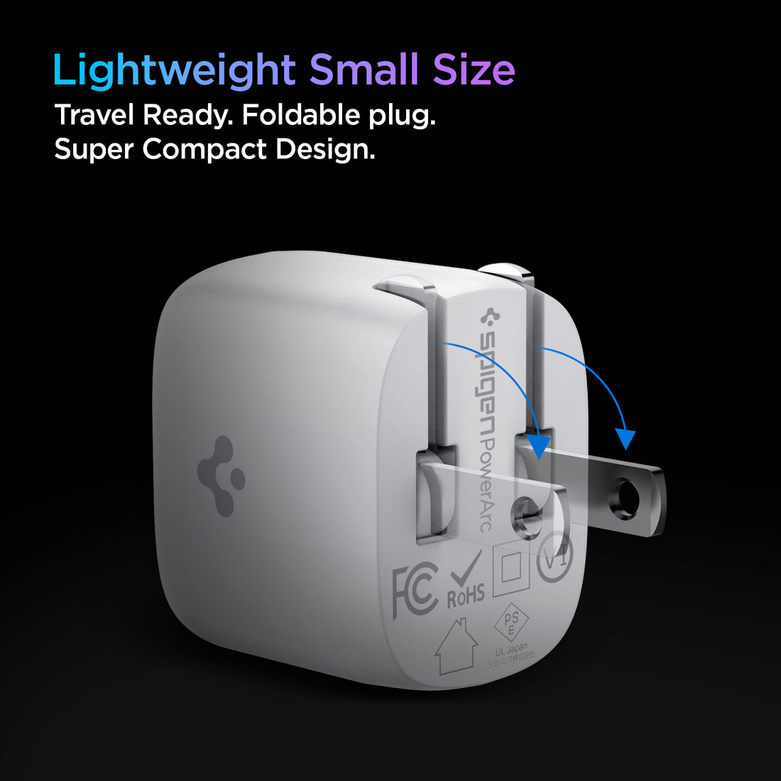 ACH02021 - ArcStation™ Pro 20W Wall Charger PE2009 in black showing the front, side and top