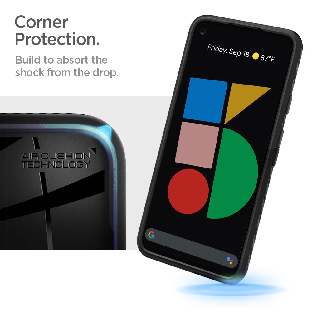 ACS01896 - Pixel 5 Case Liquid Air in black corner protection. build to absort the shock from the drop.