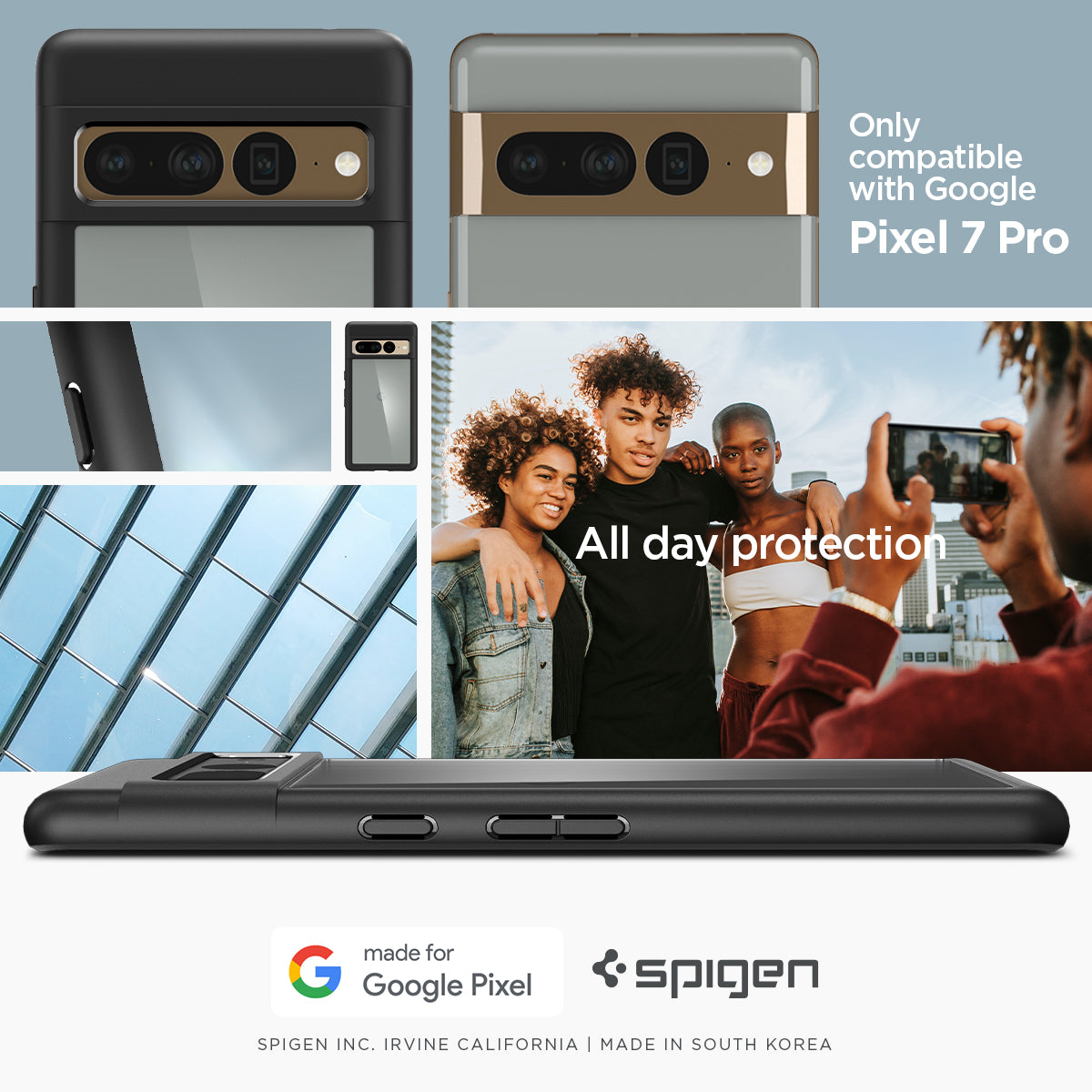 ACS04727 - Pixel 7 Pro Case Ultra Hybrid in matte black only compatible Pixel 7 pro. All day protection