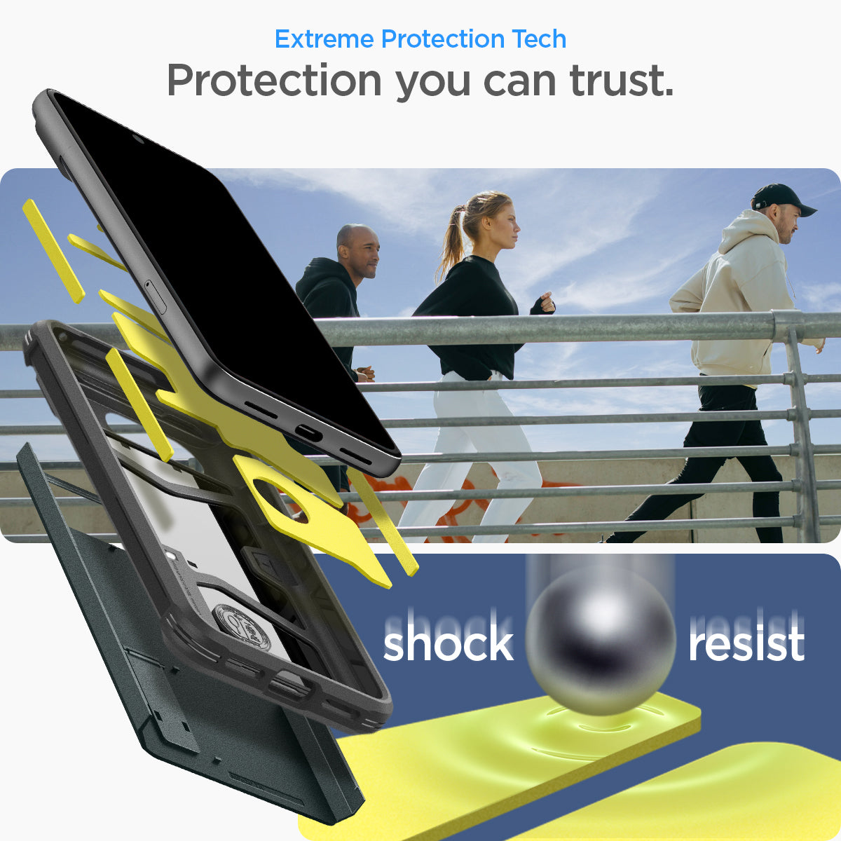 ACS06285 - Pixel 8 Case Tough Armor in abyss green showing the extreme protection tech. Protection you can trust
