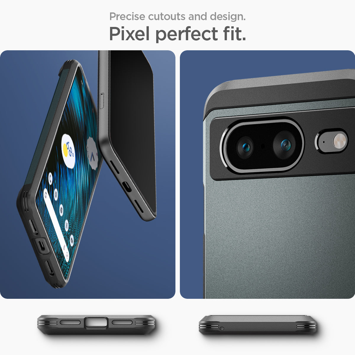 ACS06285 - Pixel 8 Case Tough Armor in abyss green precise cutouts and design. Pixel perfect fit.