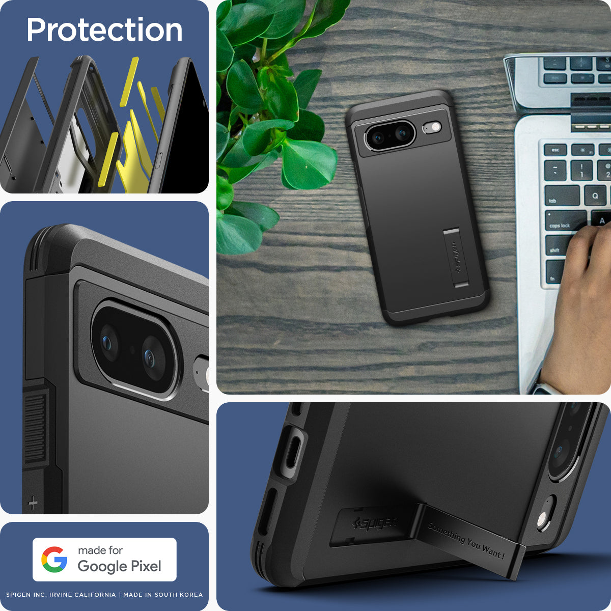 ACS06282 - Pixel 8 Case Tough Armor in black made for google.