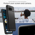 ACS06282 - Pixel 8 Case Tough Armor in black showing the raised edges for scratch prevention. Protect your screen and camera