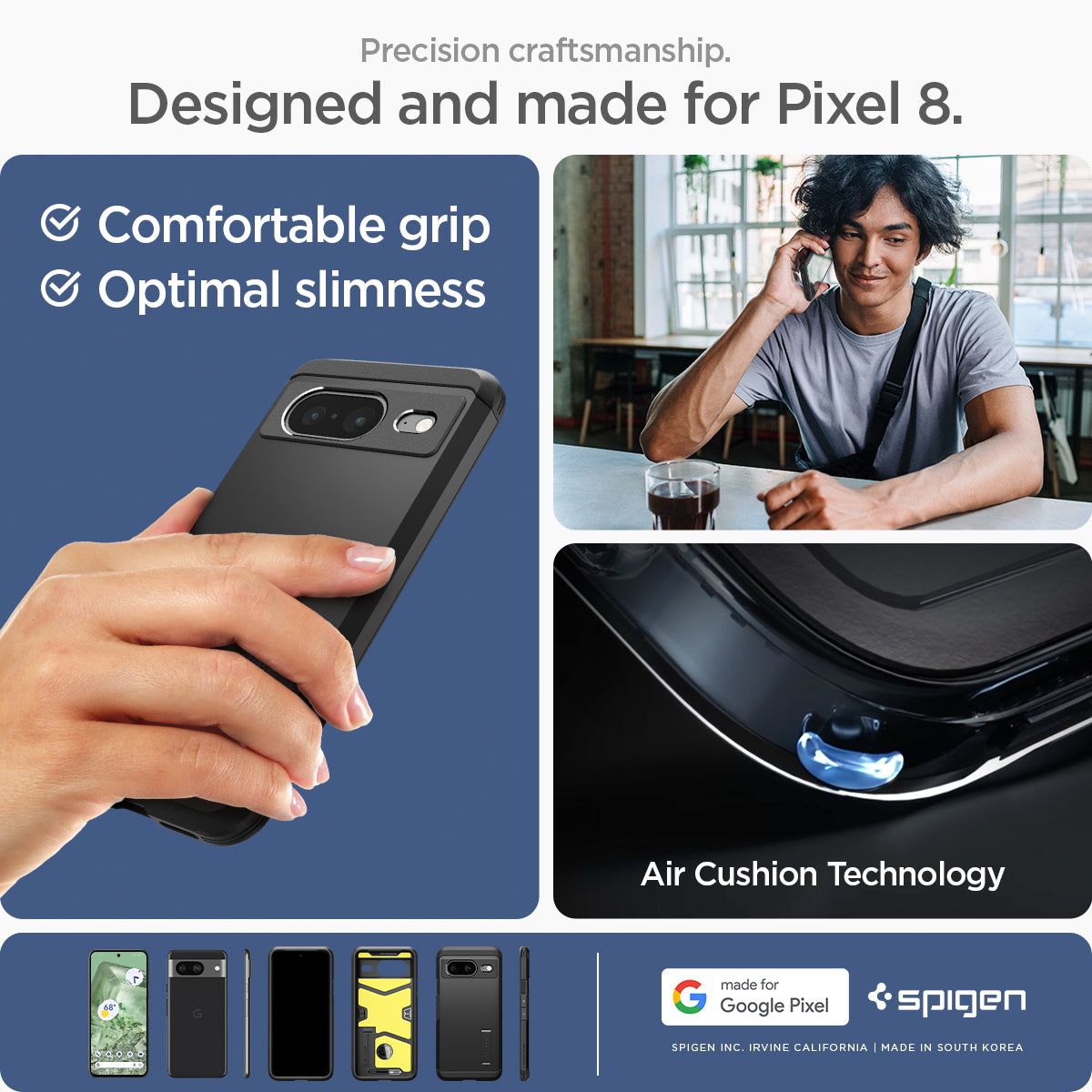 ACS06282 - Pixel 8 Case Tough Armor in black precision craftsmanship. designed and made for pixel 8. comfortable grip optimal slimness.