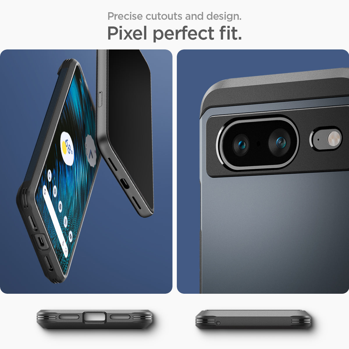 ACS06283 - Pixel 8 Case Tough Armor in metal slate precise cutouts and design. Pixel perfect fit.
