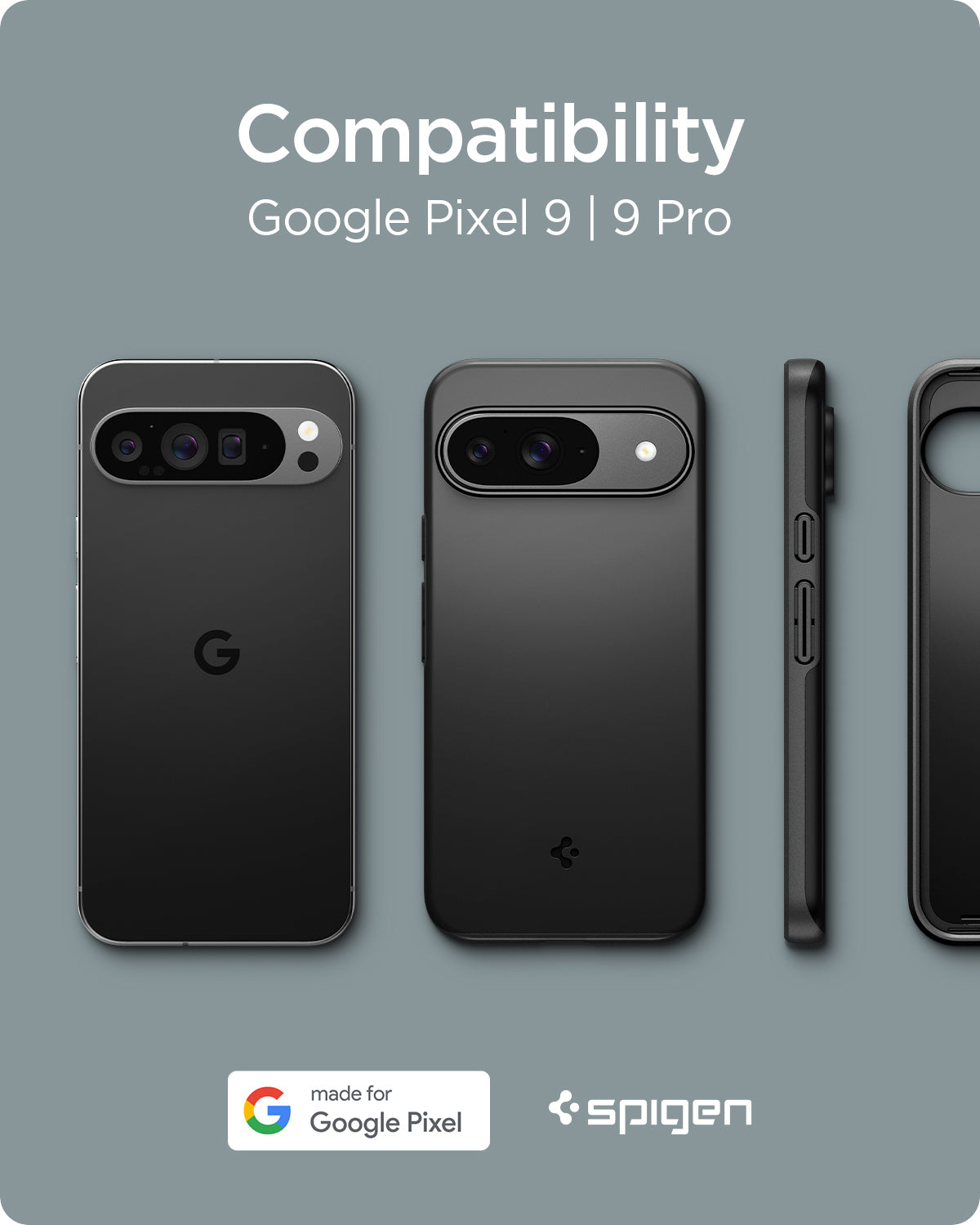 ACS07697 - Pixel 9 Pro Case Thin Fit in Black compatible with Google Pixel 9 and Pixel 9 Pro.