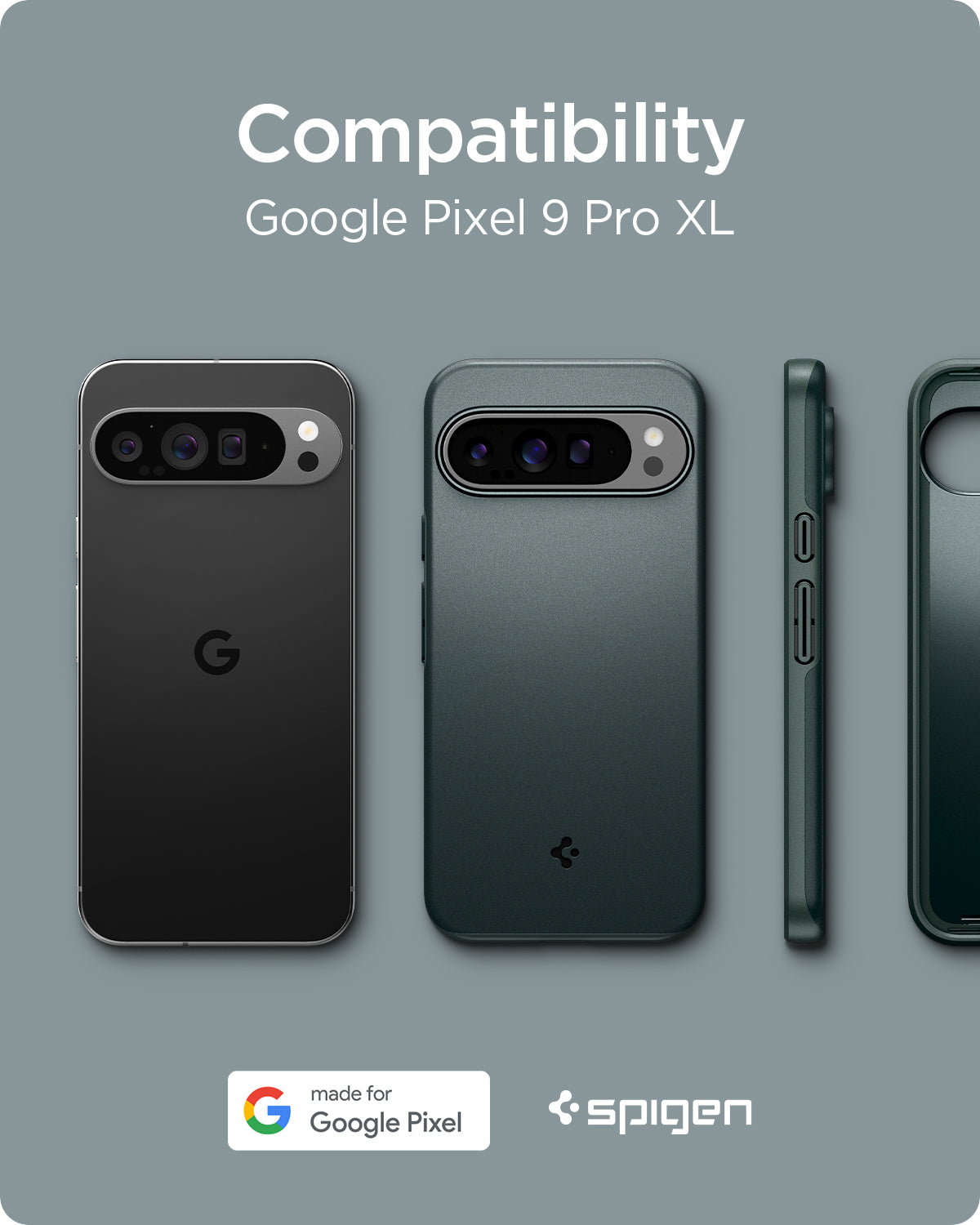 ACS07733 - Pixel 9 Pro XL Case Thin Fit in Abyss Green compatible with Google Pixel 9 pro XL.