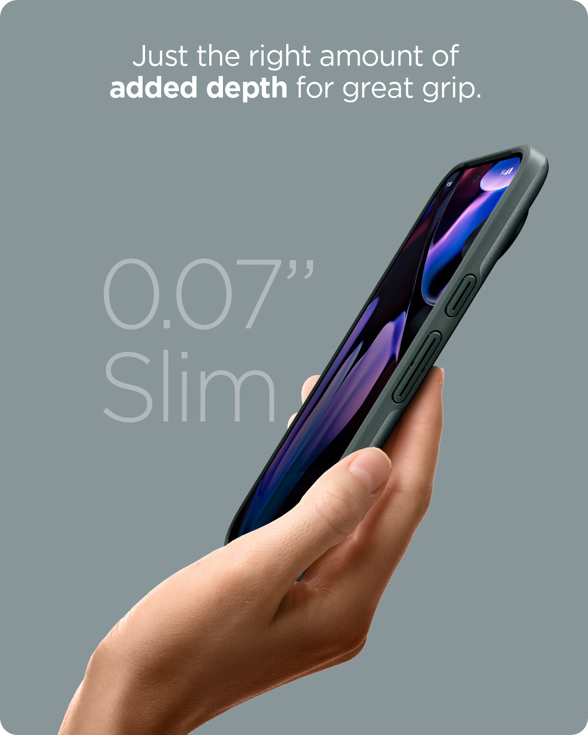 ACS07699 - Pixel 9 Pro Case Thin Fit in Abyss Green Just the right amount of added depth for great grip.