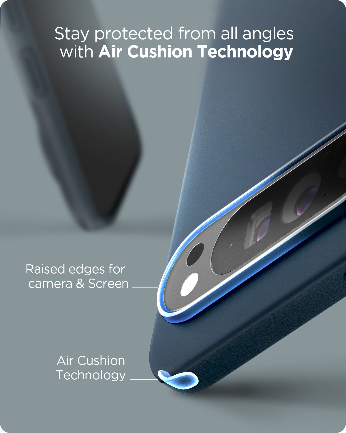 ACS07698 - Pixel 9 Pro Case Thin Fit in Metal Slate stay protected from all angles with Air cushion technology. Raised edges for camera and screen. Air cushion technology.