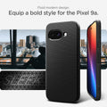 ACS09039 - Pixel 9a Case Liquid Air in Matte Black showing the fluid modern design. Equip a bold style for the Pixel 9a