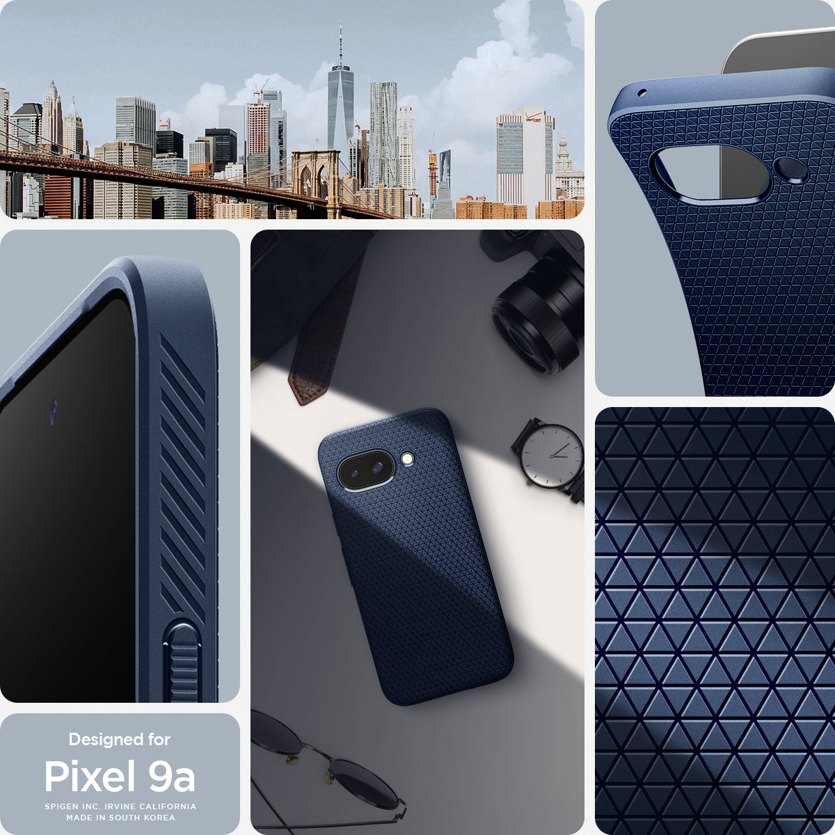 ACS09040 - Pixel 9a Case Liquid Air in Navy Blue showing the different angle