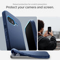 ACS09040 - Pixel 9a Case Liquid Air in Navy Blue showing the raised protection for scratch prevention. Protect your camera and screen