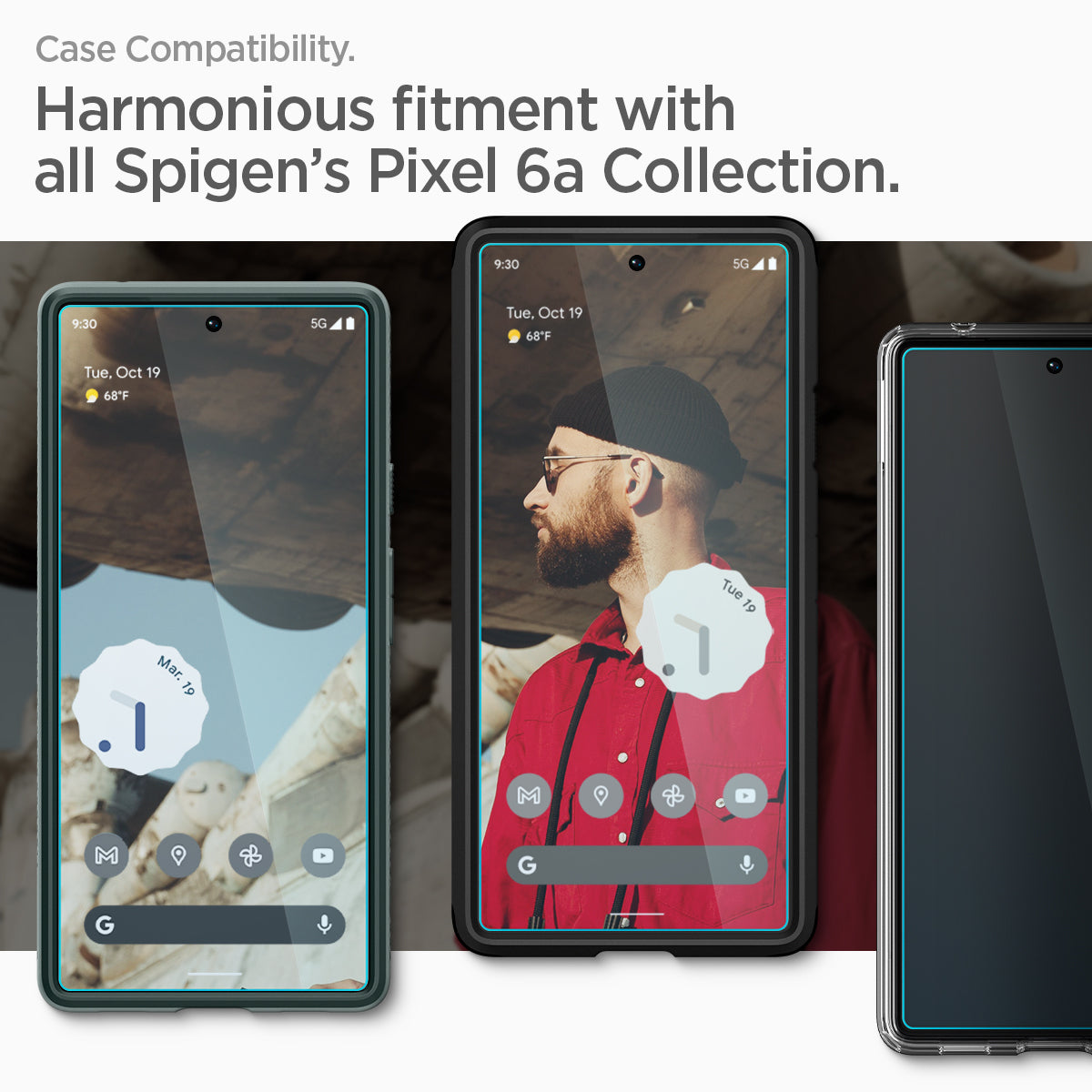AGL04695 - Pixel 6a Screen Protector Alignmaster case compatibility. harmonious fitment with all spigen's pixel 6a collection.