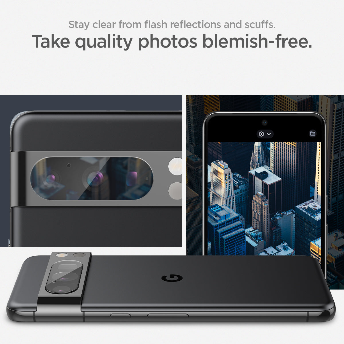 AGL07394 - Pixel 8 Pro Optik Lens Protector stay clear from flash reflections and scuffs. take quality photos blemish free.