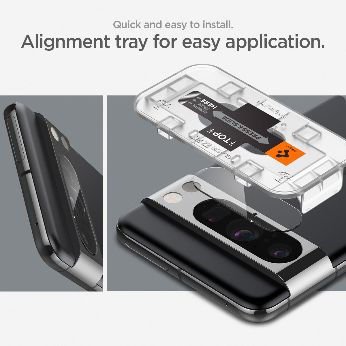 AGL07394 - Pixel 8 Pro Optik Lens Protector quick and easy to install. Alignment tray for easy application.