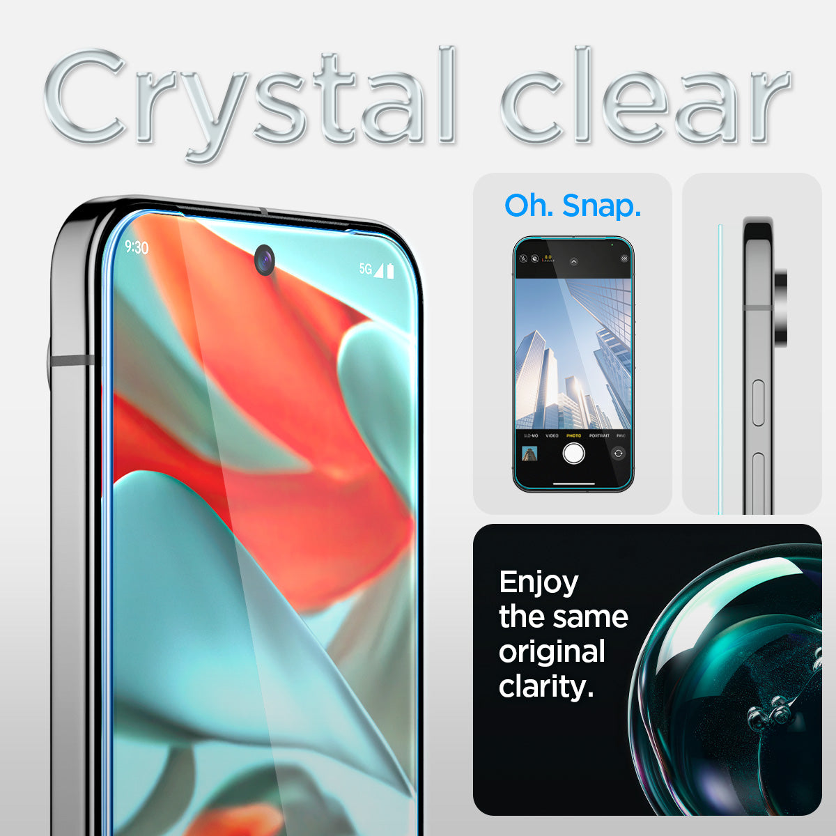 AGL08445 - Pixel 9 Pro XL GLAS.tR EZ Fit in Clear showing the crystal clear. Enjoy the same original clarity.