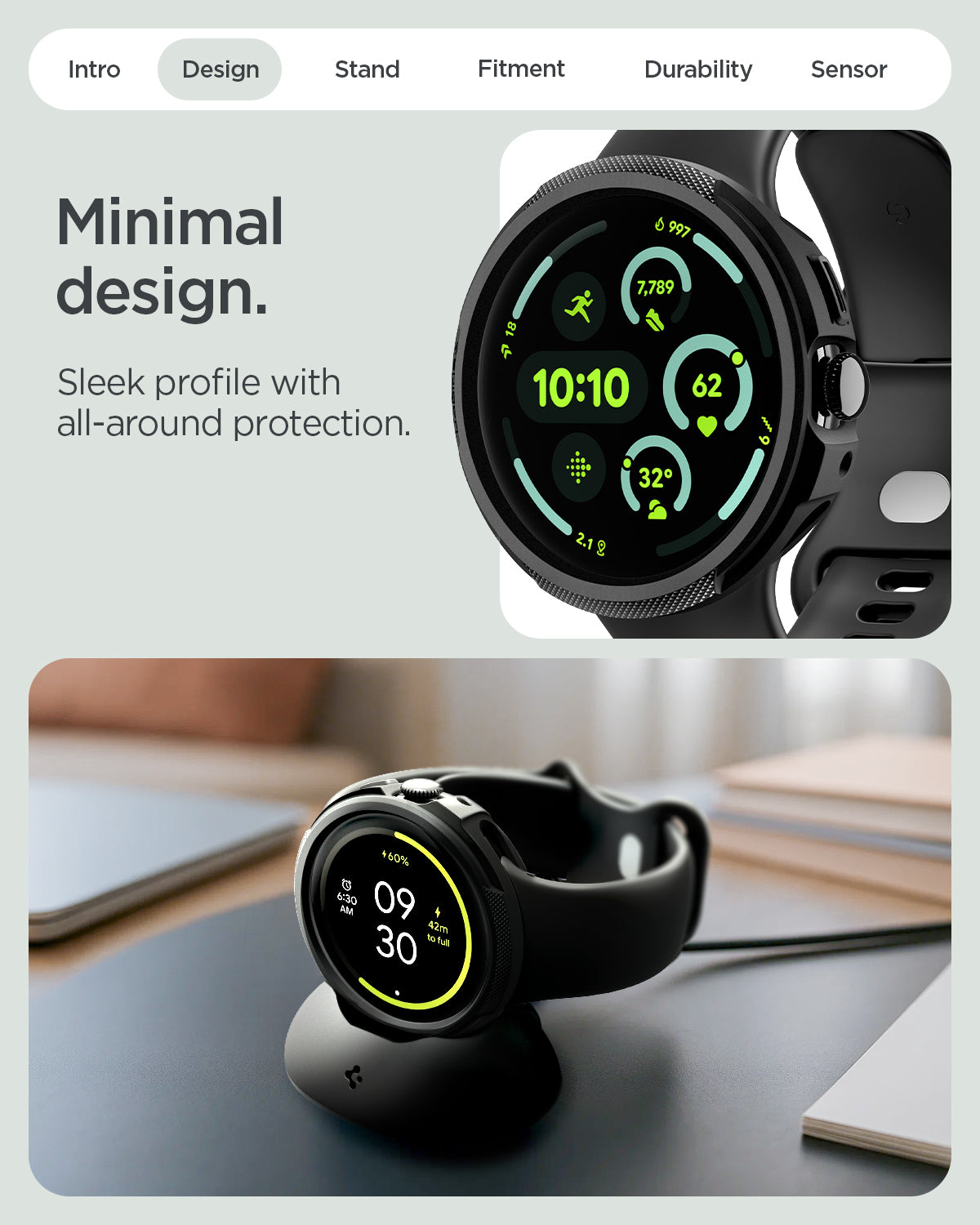 ACS09488 - GWdde Case Liquid Air in black showing the minimal design. Sleek profile with all around protection