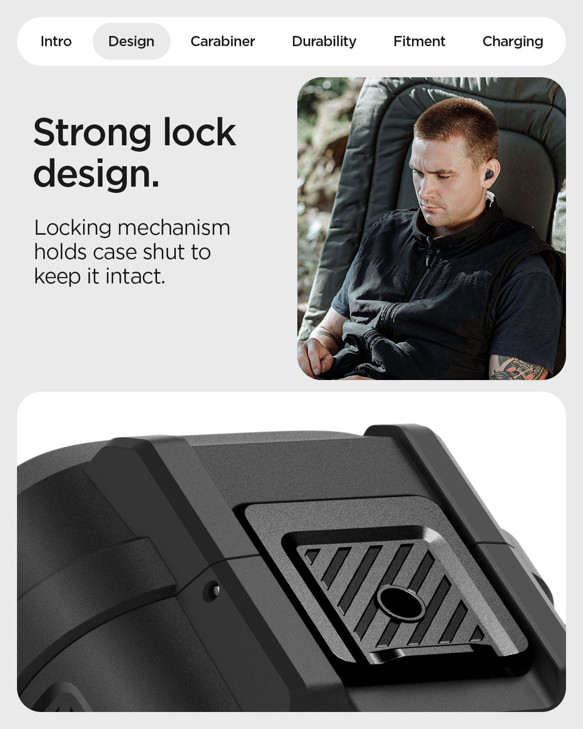 ACS09481 - GBAb Case Lock Fit in black showing the strong lock design. Locking mechanism holds case shut to keep it intact