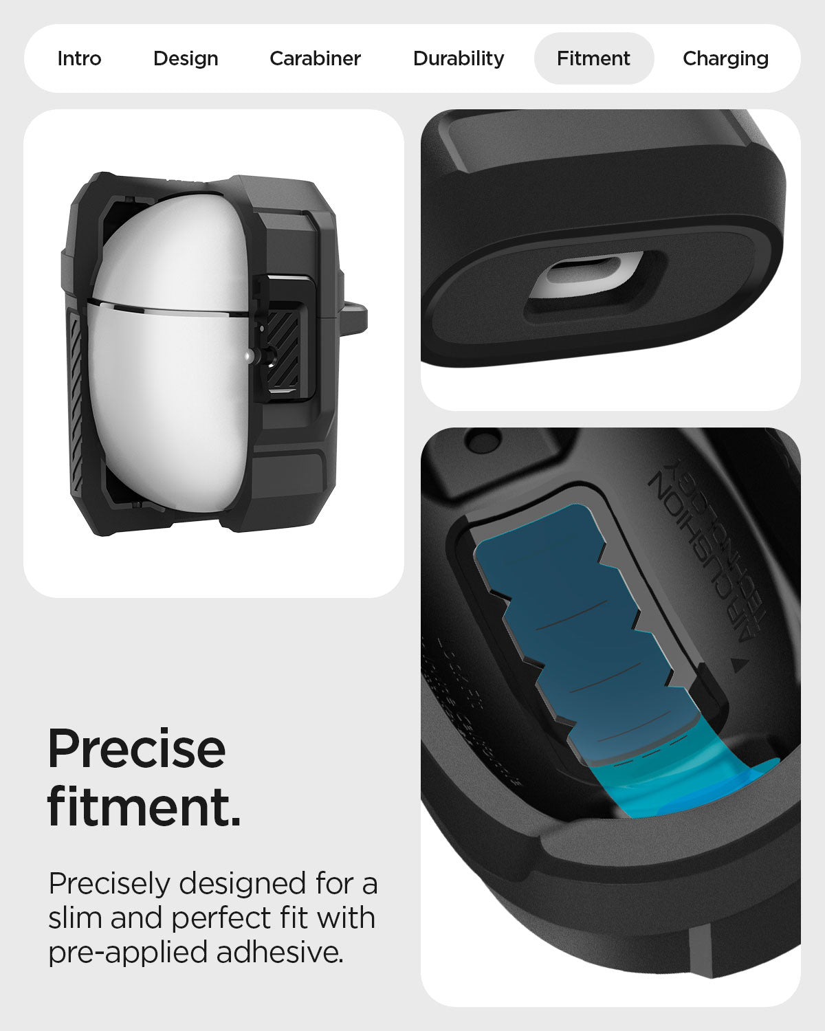 ACS09481 - GBAb Case Lock Fit in black showing the precise fitment. Precisely designed for a slim and perfect fit with pre-applied adhesive