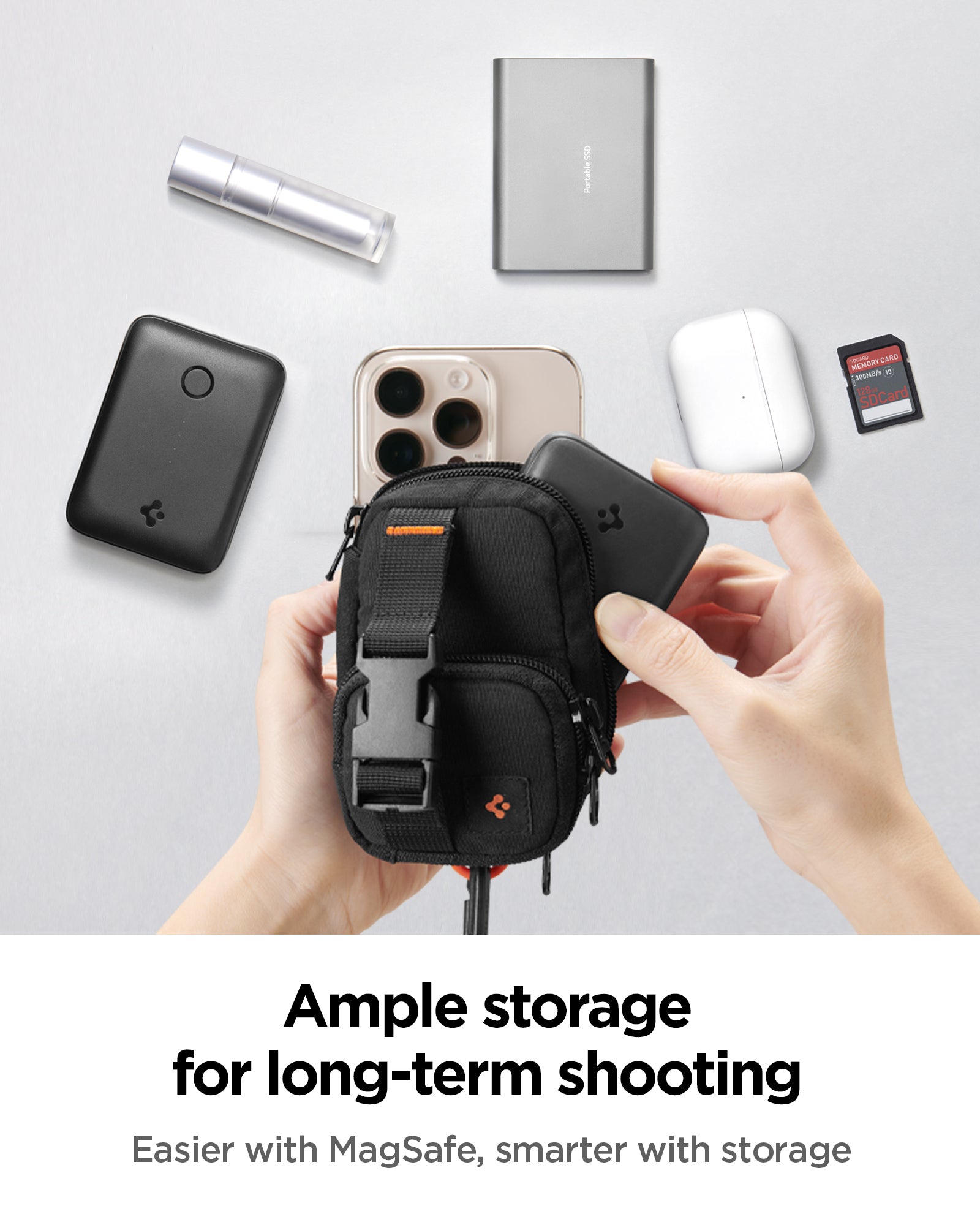 AFA09338 - MagSafe Card Holder Snap Zip (MagFit) easier with Magsafe, smarter with storage. Ample storage for long-term shooting.