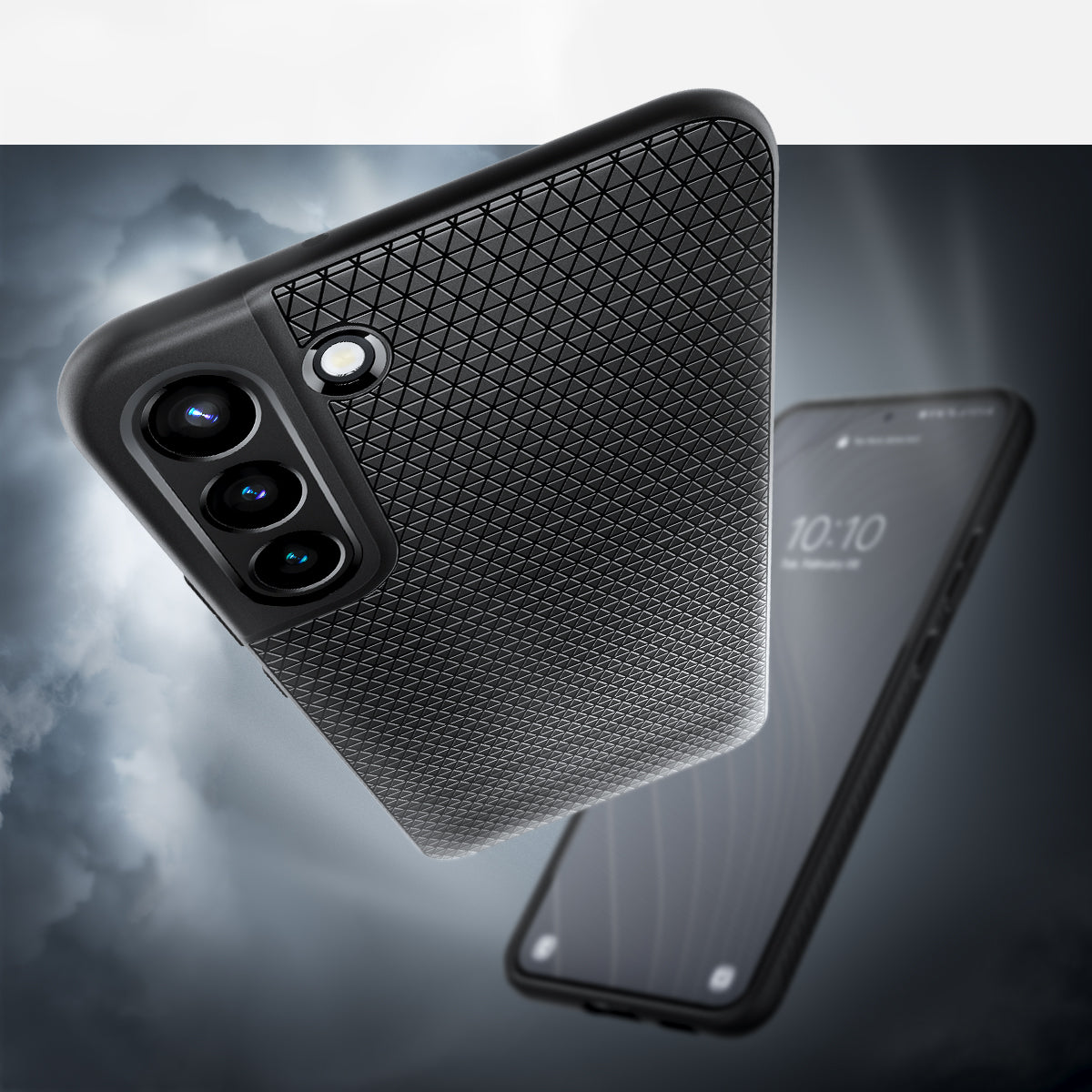 ACS03987 - Galaxy S22 5G Case Liquid Air in black showing the back, partial front and top
