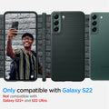 ACS04386 - Galaxy S22 5G Case Liquid Air in abyss green showing the compatibility only with Galaxy S22. Not compatible with Galaxy S22+ and S22 Ultra