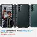 ACS04521 - Galaxy S22 Plus 5G Case Liquid Air in abyss green showing the compatibility only with Galaxy S22+. Not compatible with Galaxy S22 and S22 Ultra