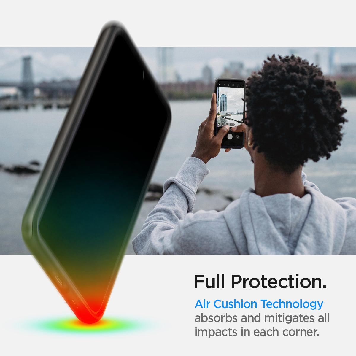 ACS03960 - Galaxy S22 Plus 5G Case Neo Hybrid in gunmetal full protection. Air cushion technology absorbs and mitigates all impacts in each corner.
