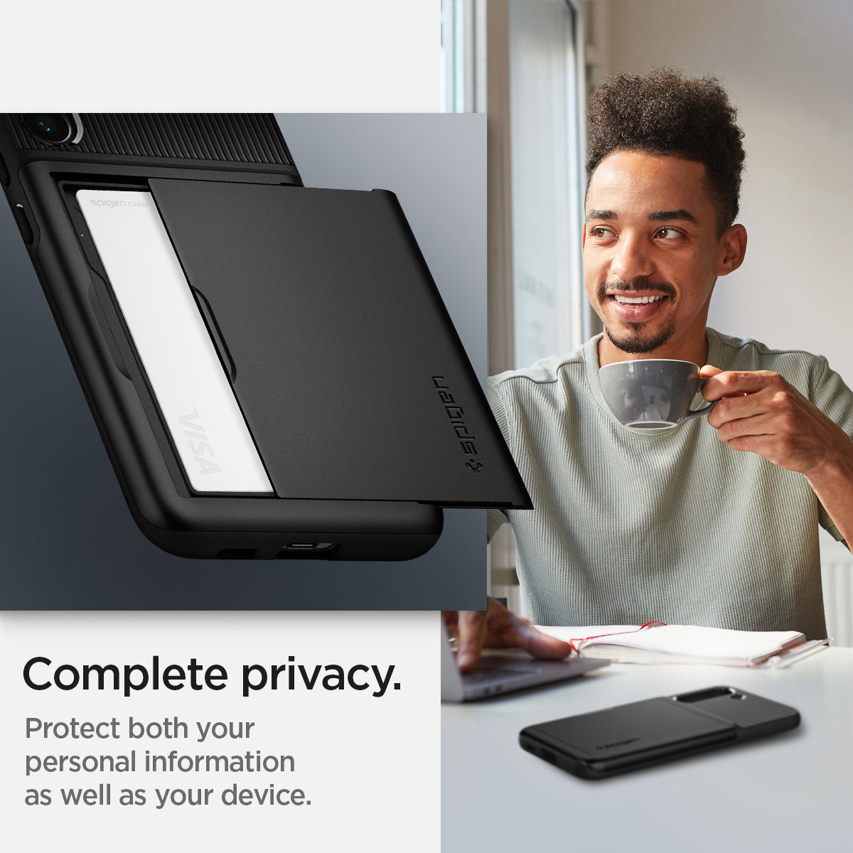 ACS03961 - Galaxy S22 Plus 5G Case Slim Armor CS in black complete privacy. protect both your personal information as well as your device.