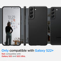 ACS03949 - Galaxy S22 Plus 5G Case Thin Fit in black showing the compatibility only with Galaxy S22+. Not compatible with Galaxy S22 and S22 Ultra