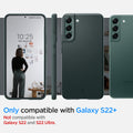 ACS04520 - Galaxy S22 Plus 5G Case Thin Fit in abyss green showing the compatibility only with Galaxy S22+. Not compatible with Galaxy S22 and S22 Ultra