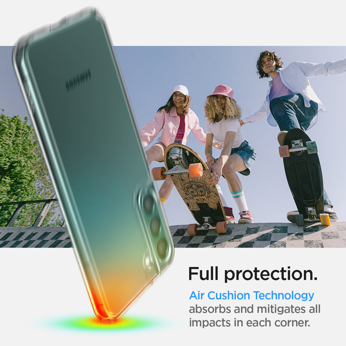 ACS03954 - Galaxy S22 Plus 5G Case Ultra Hybrid in crystal clear full protection. Air cushion technology absorbs and mitigates all impacts in each corner.